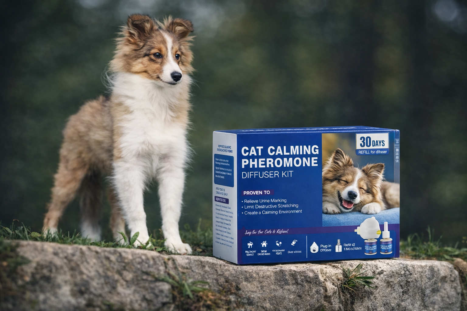 Animal détendu avec produit Pawzena